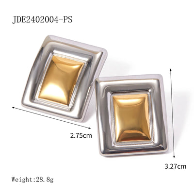 Uworld Geometric Texture Stainless Steel Earrings 18K Gold Plated Waterproof Fashion Charm Metal High Quality Women Jewelry Gift