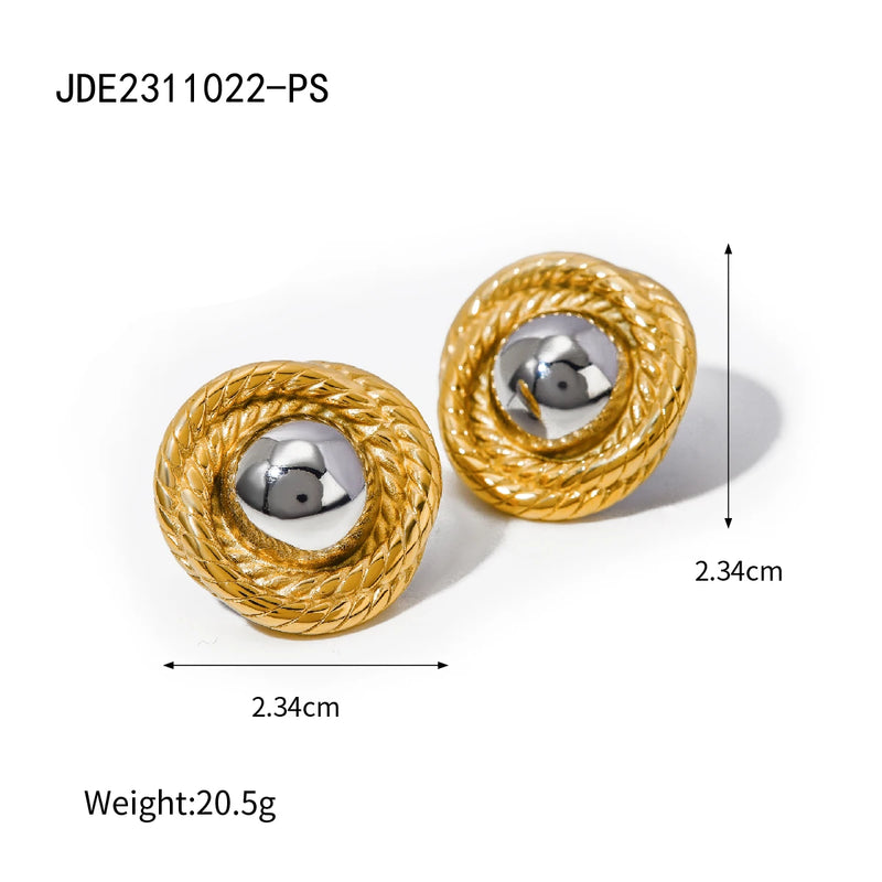 Uworld Geometric Texture Stainless Steel Earrings 18K Gold Plated Waterproof Fashion Charm Metal High Quality Women Jewelry Gift