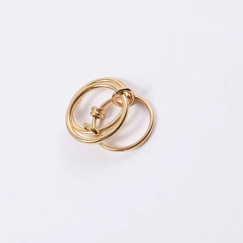 E.B.belle Multiple Layers Strand Loop Indext Finger Rings for Women Lead&nickle Free Stainless Steel Gold Plated Ring