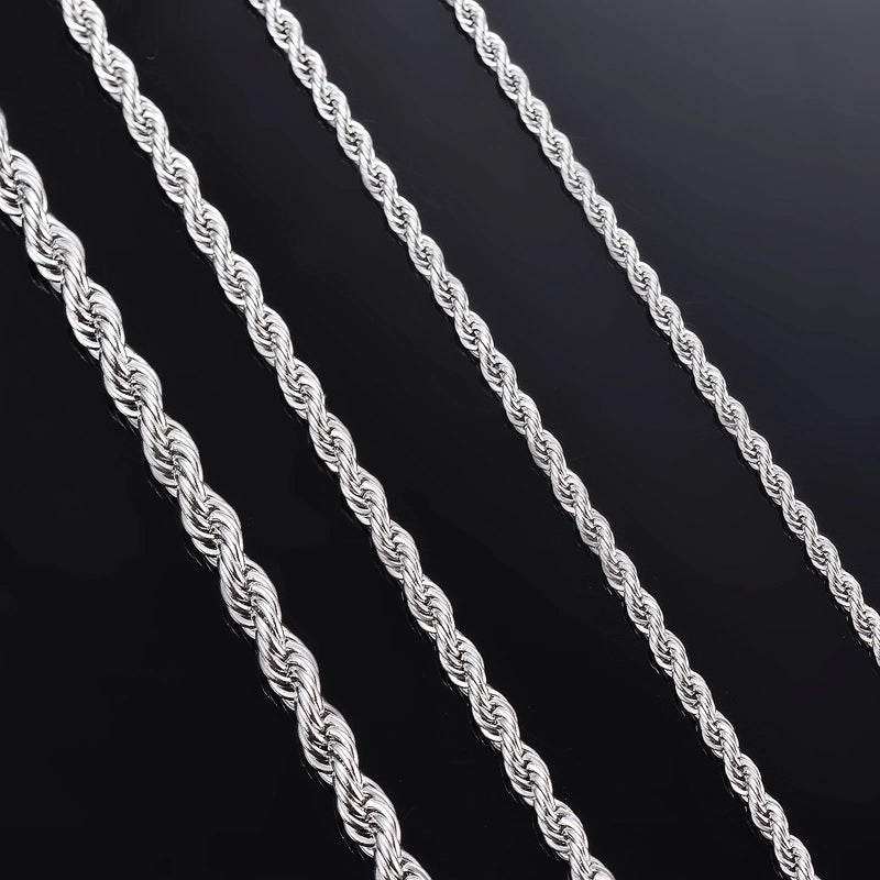 1 piece Steel Color Width 2mm/2.5mm/3mm/4mm/5mm/6mm Rope Chain Necklace/Bracelet For Men Women Stainless Steel Chain Necklace