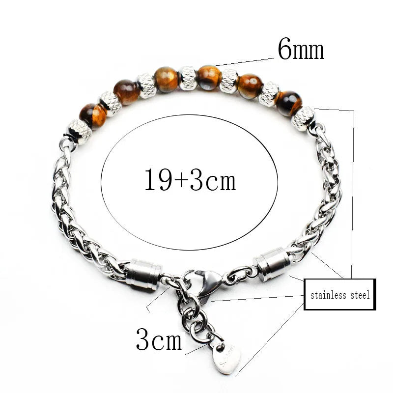 New 2021 6MM Adjustable Unique Natural Tiger Eye Stone Men&