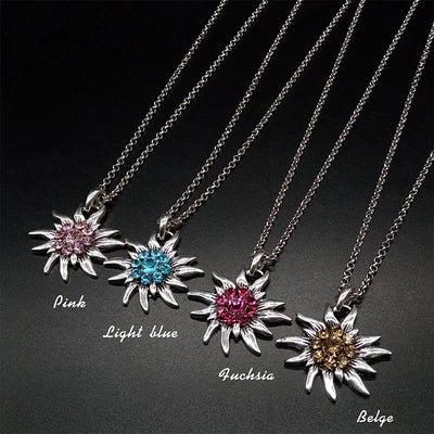 Edelweiss Necklace and Stud Earrings Women's Costume Jewellery Oktoberfest Costume Set Charming Lucky Shiny Gifts Wholesale