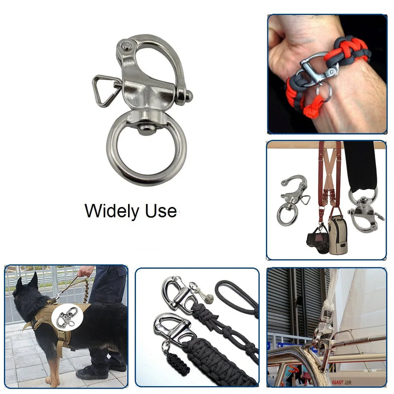 5PCS 65mm 76mm Stainless Steel 316 Quick Release Lifting Swivel Snap Heavy Duty Safety Chain Shackles Rigging Hardware