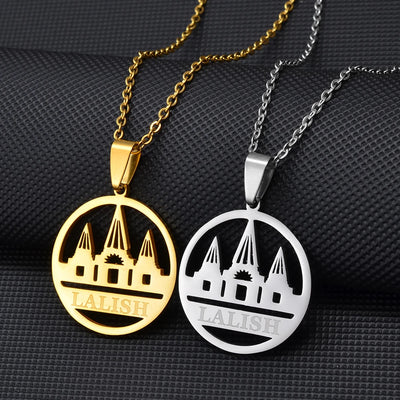 Anniyo Yezidi Lalish Pendant Necklaces Stainless Steel Holiest Temple of the Yazidis Jewelry #271121