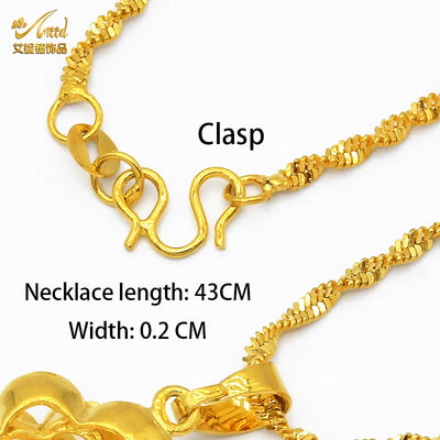 ANIID Dubai Golden Necklace Nigerian Bridal Wedding Fashion Hollow Flower Chain Pendant Indian Arab Kids Jewellery For Girls