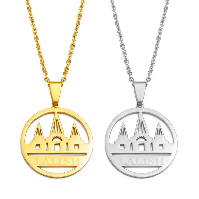 Anniyo Yezidi Lalish Pendant Necklaces Stainless Steel Holiest Temple of the Yazidis Jewelry 