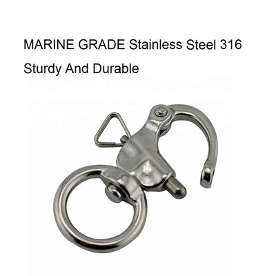 5PCS 65mm 76mm Stainless Steel 316 Quick Release Lifting Swivel Snap Heavy Duty Safety Chain Shackles Rigging Hardware