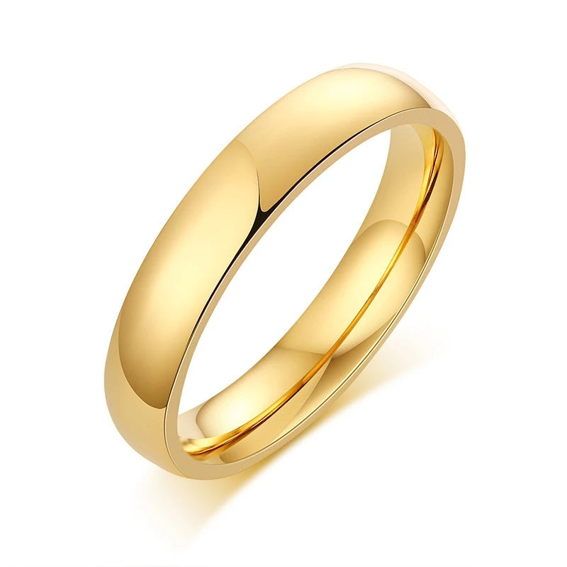 Letdiffery Simple 2/4/6/8mm Stainless Steel Wedding Rings Golden Smooth Women Men Couple Ring Fashion Jewelry