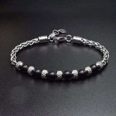 New 2021 6MM Adjustable Unique Natural Tiger Eye Stone Men's Beaded Bracelet Stainless Steel Cuban Link Chain Bracelets