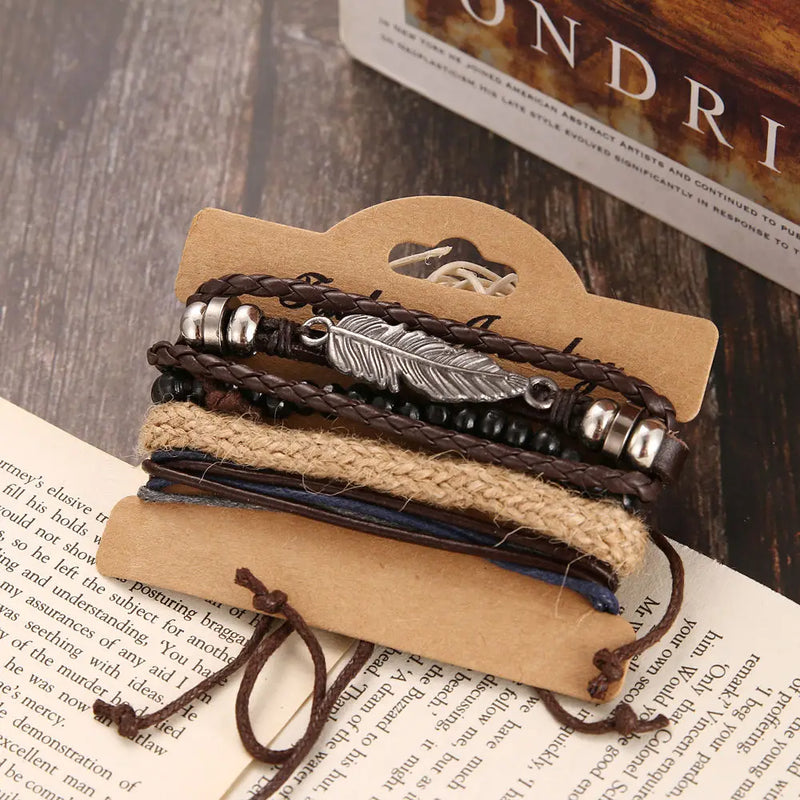 Fashion Black Bead Leather Bracelets For Men Multilayer Bracelet & Bangles Super Cross Punk Rock Bracelet & Bangles Accessories