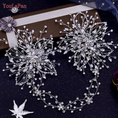 TOPQUEEN Bride Rhinestone Headband Earring Set Luxury Crystal Wedding Headband Wholesale Headpieces Hair Accessories HP240