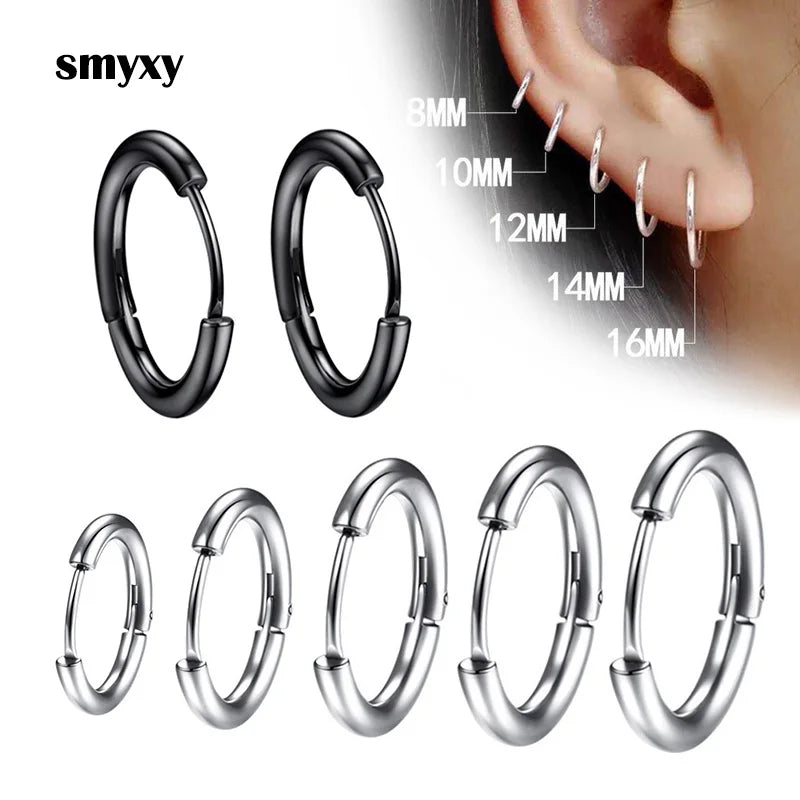 1 pair Women/Man Stainless Steel Small Hoops Earring Piercing Ear Cartilage Tragus Simple Thin Circle Anti-allergic Ear Buckle