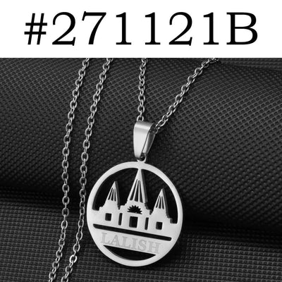 Anniyo Yezidi Lalish Pendant Necklaces Stainless Steel Holiest Temple of the Yazidis Jewelry #271121