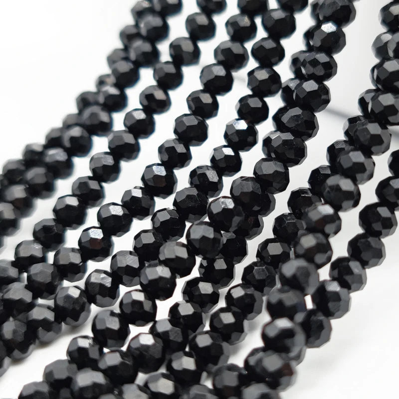 2 3 4 6 8mm Black Crystal Glass Faceted Round Crystal Beads Spacer Loose Beads for Jewelry Making Necklace Bracelet DIY