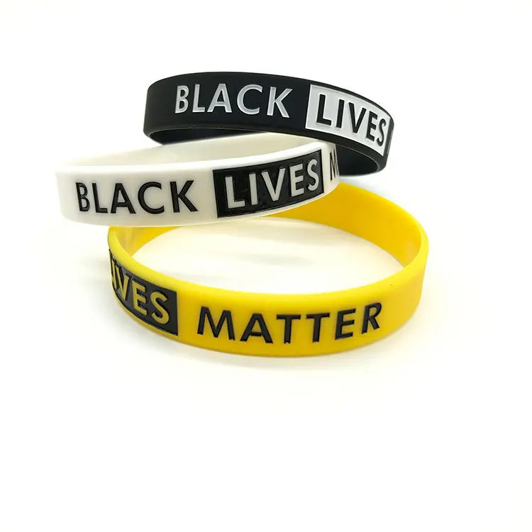 SOMESOOR Black Lives Matter Design Silicone Bracelet Wristband Rubber Melanin Racial Resist Power Fist Bangle For Men Women Gift