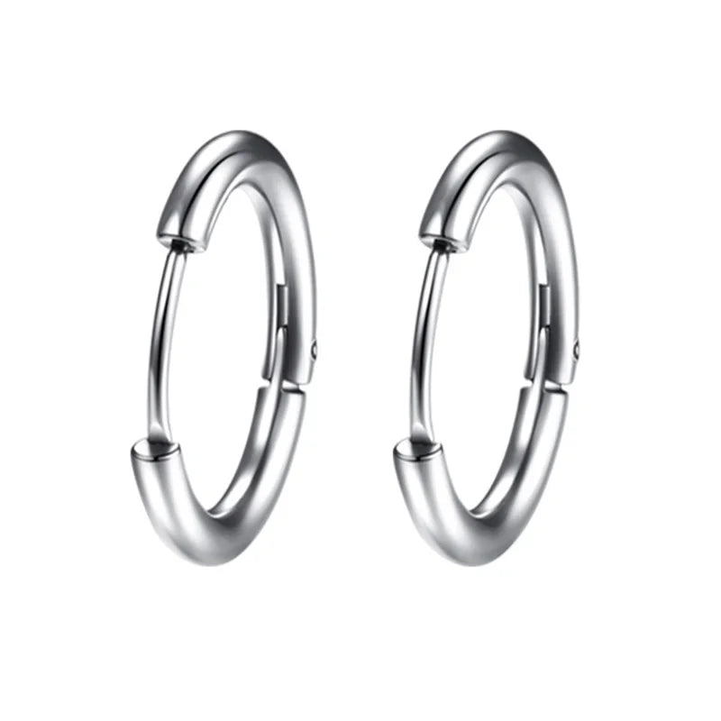 1 pair Women/Man Stainless Steel Small Hoops Earring Piercing Ear Cartilage Tragus Simple Thin Circle Anti-allergic Ear Buckle