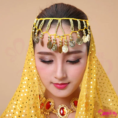 fashion indian jewelry Hair decoration hair band metal headband belly dance head tiara Bohemian tassel Coin tiara Female gift