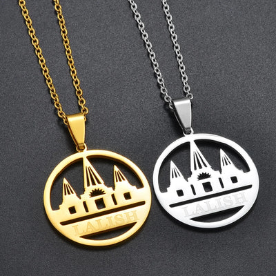 Anniyo Yezidi Lalish Pendant Necklaces Stainless Steel Holiest Temple of the Yazidis Jewelry #271121