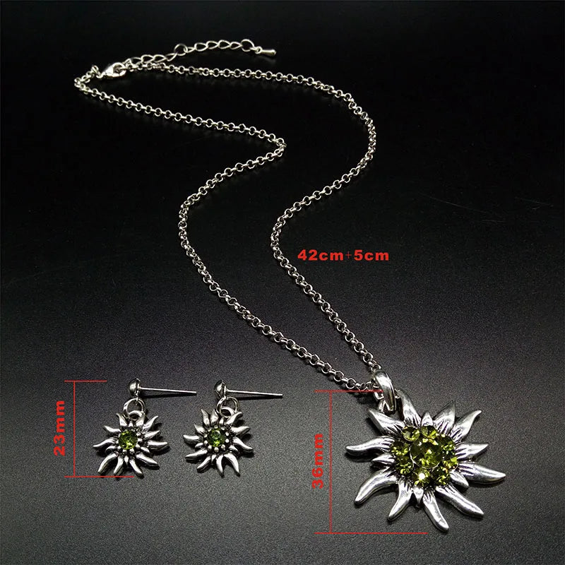 Edelweiss Necklace and Stud Earrings Women&