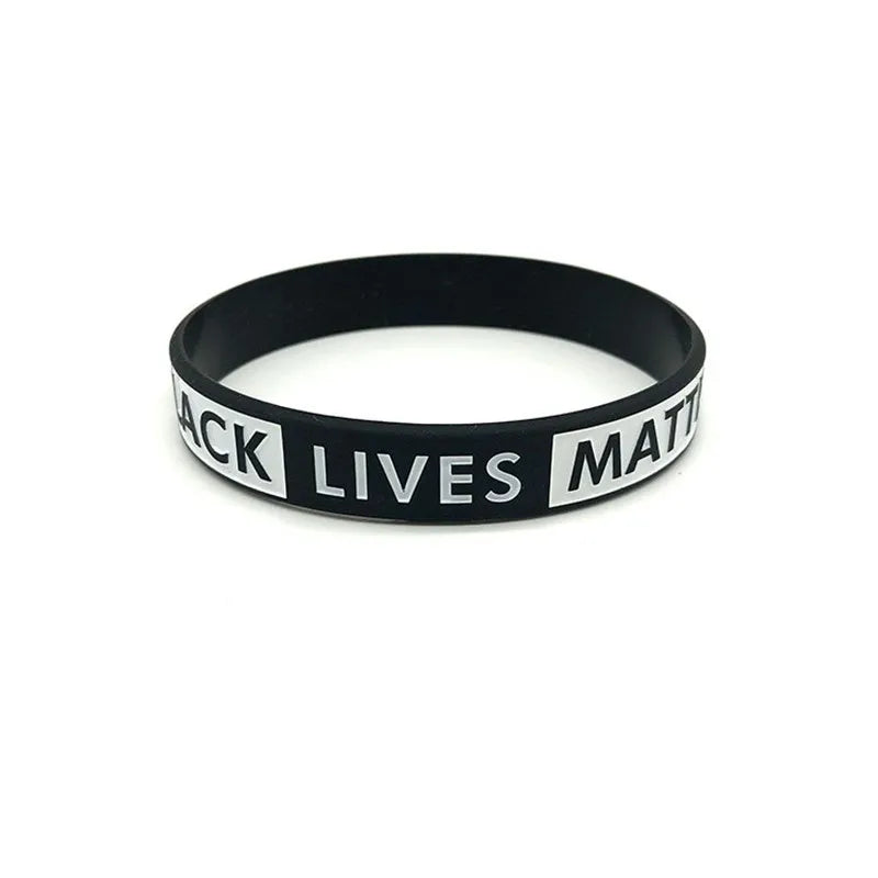 SOMESOOR Black Lives Matter Design Silicone Bracelet Wristband Rubber Melanin Racial Resist Power Fist Bangle For Men Women Gift