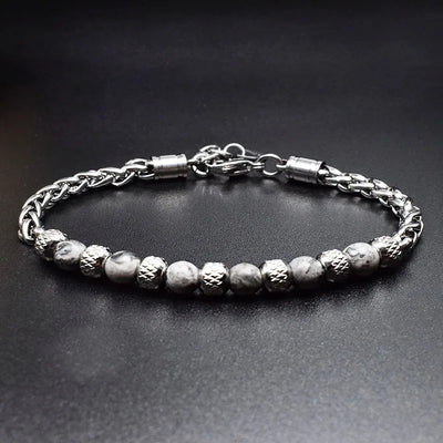 New 2021 6MM Adjustable Unique Natural Tiger Eye Stone Men's Beaded Bracelet Stainless Steel Cuban Link Chain Bracelets