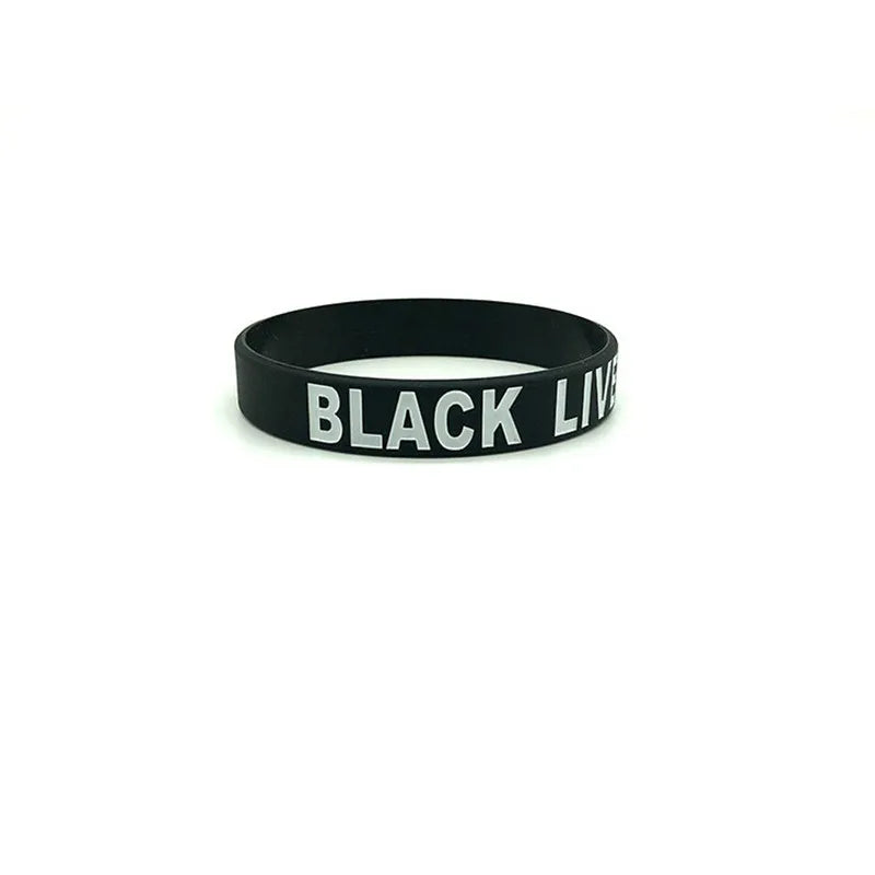 SOMESOOR Black Lives Matter Design Silicone Bracelet Wristband Rubber Melanin Racial Resist Power Fist Bangle For Men Women Gift