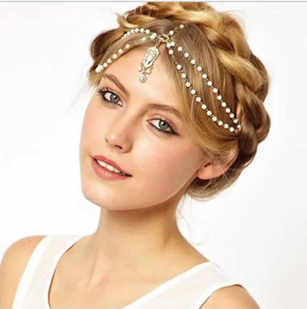 Bohemian Ethnic Headpiece Headband Tassel Leaf Butterfly Beads Handmade Head Chain Forehead Hair Band India Jewelry Gift