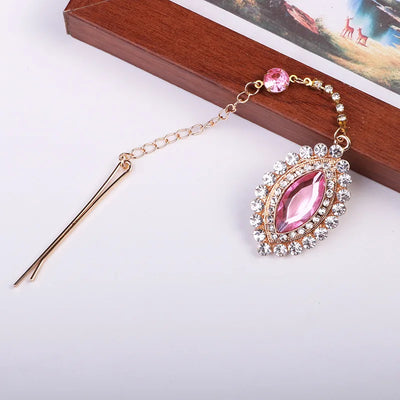 Indian Forehead Jewelry with Hairpin for Women Girls Bridal Wedding Rhinestone Head Chain Jewelry Headpieces Hair Accessories