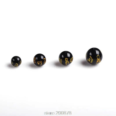 10beads Tibetan Mantras Beads Black Agate Round beads 6/8/10/12/14/16mm OM MANI PAD ME HUM TSB0514