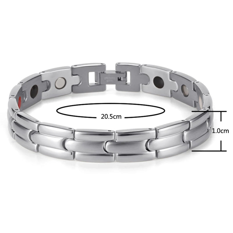 Rainso Magnetic Bracelet Health Bio Energy Bracelet For Men Relief Pain Stainless Steel Bracelet 4in1 Elements Fine Jewelry