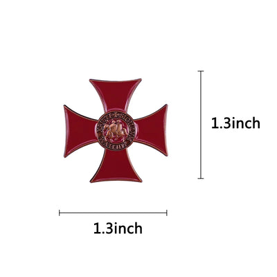 Sigillum Militum Red Cross Badge Knights Templar Crusaders Solomons Temple Lapel Pin