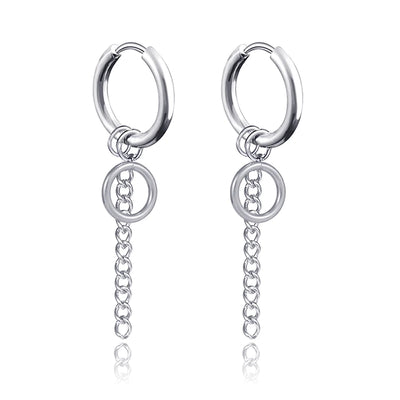 New Punk Stainless Steel Chain Hoop Earrings For Women Men 2021 Trendy Goth Pop Hip Hop Pendants Ear Jewelry Accessories Earring