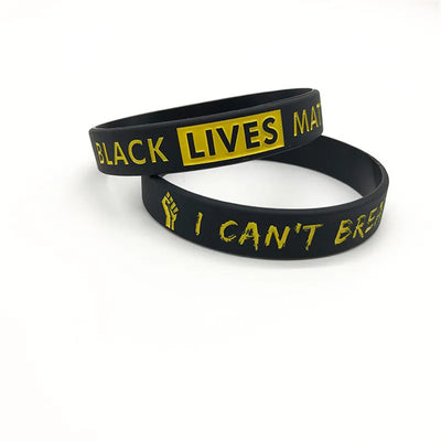 SOMESOOR Black Lives Matter Design Silicone Bracelet Wristband Rubber Melanin Racial Resist Power Fist Bangle For Men Women Gift