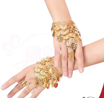 indian jewelry head Accessories Golden Finger Bracelet Shining Red Crystal Girl's Belly Dance Bracelet Jewelry