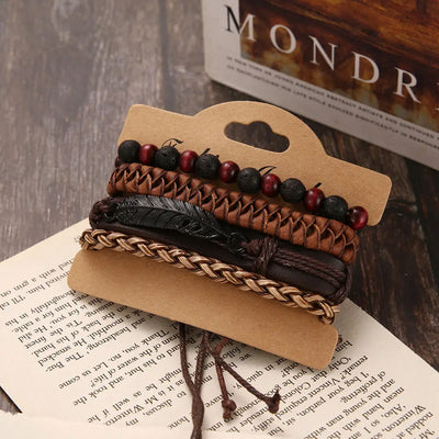 Fashion Black Bead Leather Bracelets For Men Multilayer Bracelet & Bangles Super Cross Punk Rock Bracelet & Bangles Accessories