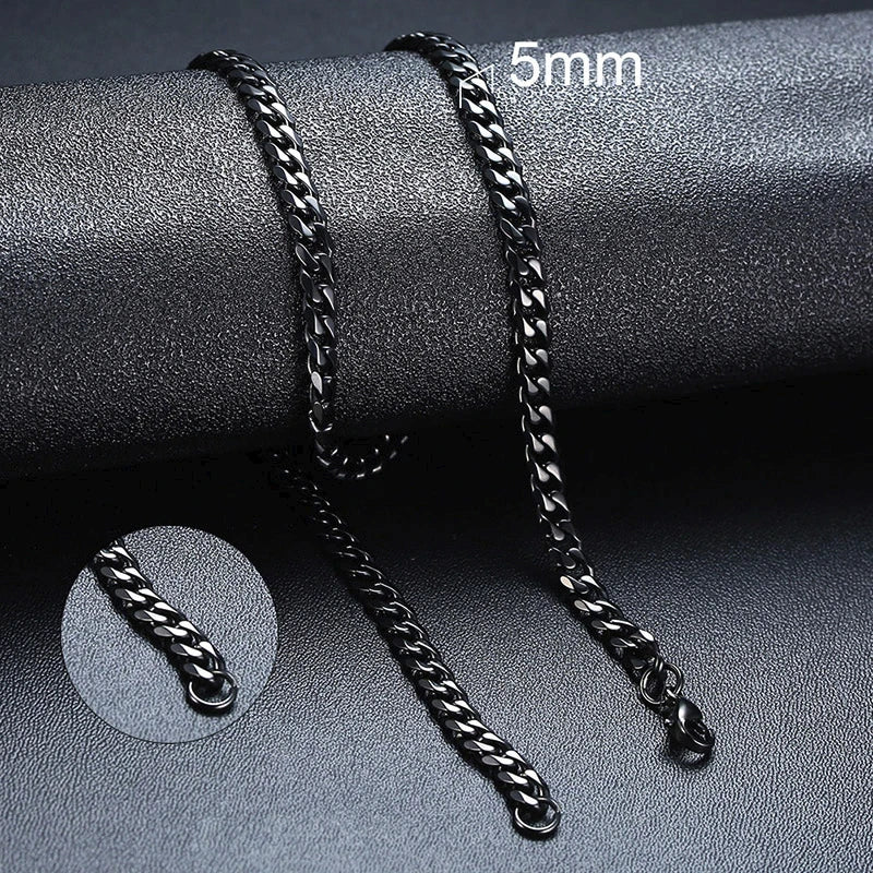 Vnox 3-7mm Cuban Chain Necklaces for Men Women, Stainless Steel Miami Curb Links Chain, Basic Cool Boy Collar