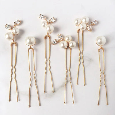 U Shaped Red Hairpins Hair Clips Wedding Hair Accessories For Women Rose Flower Headpieces Forks Bride Headdress Hair Jewelry