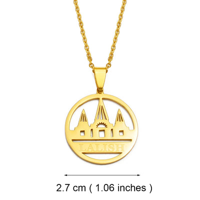 Anniyo Yezidi Lalish Pendant Necklaces Stainless Steel Holiest Temple of the Yazidis Jewelry #271121