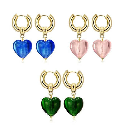 Kshmir Stainless Steel Heart Earrings/Clear/Blue Earrings Girls Jewelry Gifts Wholesale Women Jewelry, Party Gifts, Fashion