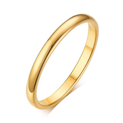 Letdiffery Simple 2/4/6/8mm Stainless Steel Wedding Rings Golden Smooth Women Men Couple Ring Fashion Jewelry