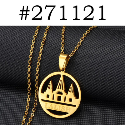 Anniyo Yezidi Lalish Pendant Necklaces Stainless Steel Holiest Temple of the Yazidis Jewelry #271121