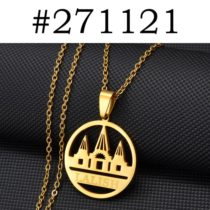 Anniyo Yezidi Lalish Pendant Necklaces Stainless Steel Holiest Temple of the Yazidis Jewelry 