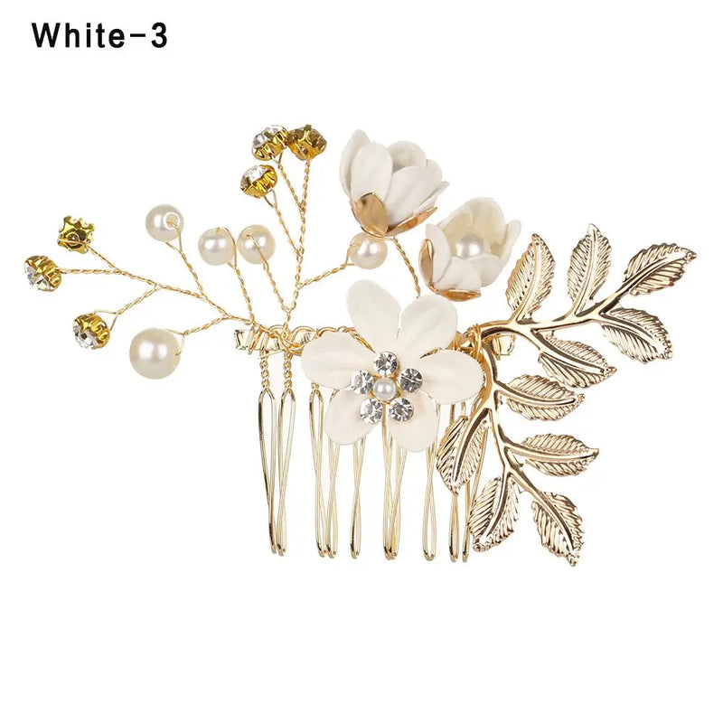 1Pcs Fashion Red Flower Hair Comb Bridesmaid Crystal Hair Clip Bridal Hairpin Wedding Hair Jewelry For Women Party Hairband Gift