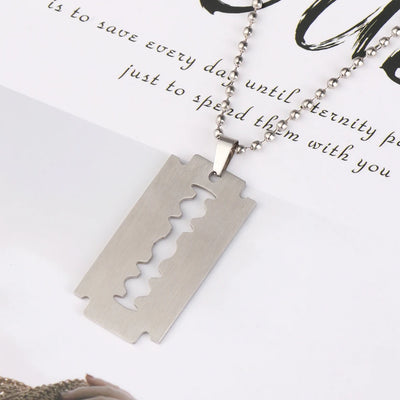 Stainless Steel Razor Blades Pendant Necklaces Men Jewelry Steel Male Shaver Shape Necklace