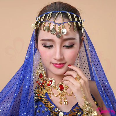 fashion indian jewelry Hair decoration hair band metal headband belly dance head tiara Bohemian tassel Coin tiara Female gift