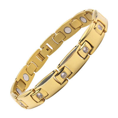 Befoshinn New Women Jewelry 10mm Width Stainless Steel Simple Trendy Style Gold-Color Magnetic Health Charm Bracelet For Women