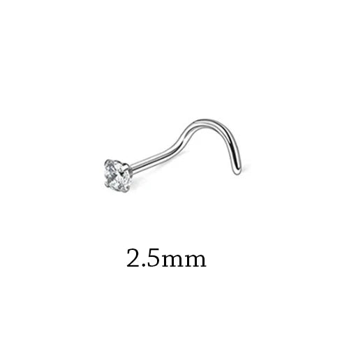 1Piece Surgical Steel Crystal CZ Nose Ring L Shape Nose Studs Square Nostril Nose Piercing Body Jewelry Nariz Lote For Women