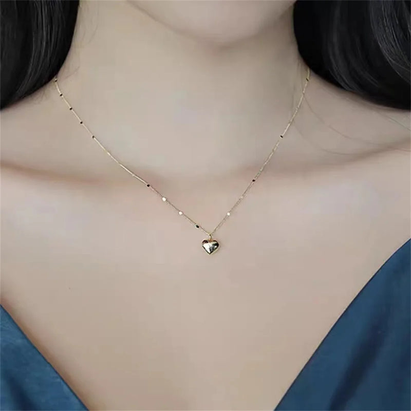 Simple Love Pendant Clavicle Chain Necklace Trendy Gold Color Choker For Women Fashion Jewelry Personalized Gift