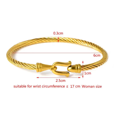 Minimalist Desgin 316L Stainless Steel U Bracelets Wire Rope Knot Bangles for Women Simple Style Adjustale Jewelry Party Gift