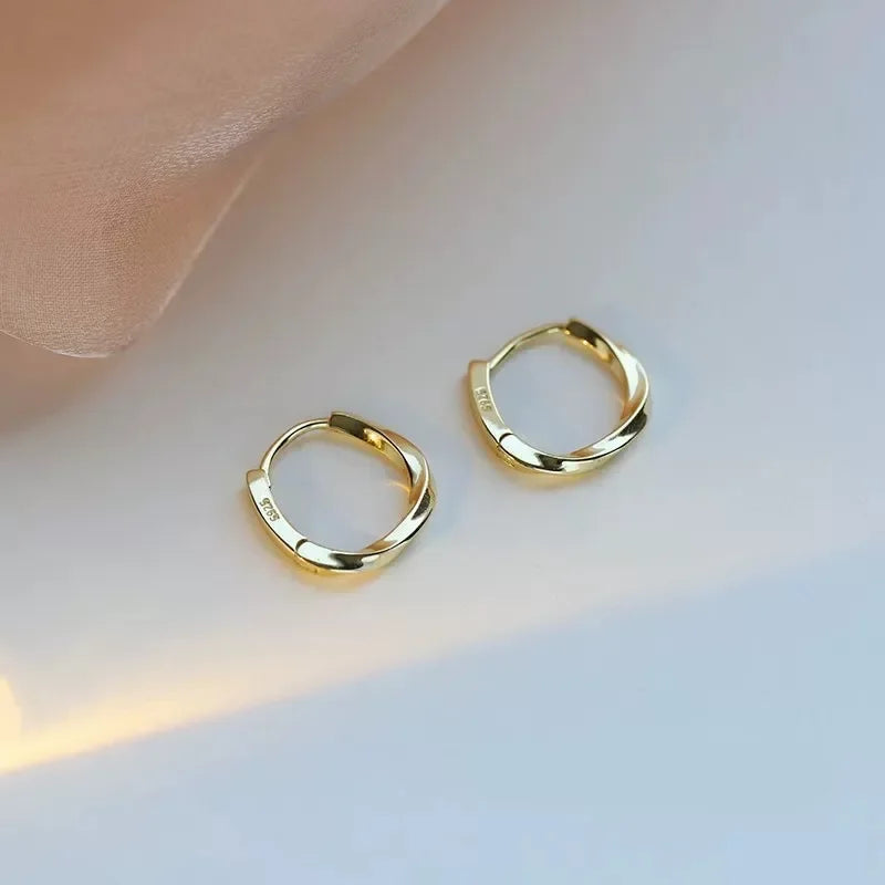 925 Sterling Silver Round Earrings Temperament Simple Inlaid for Women Wedding Jewelry Accessories